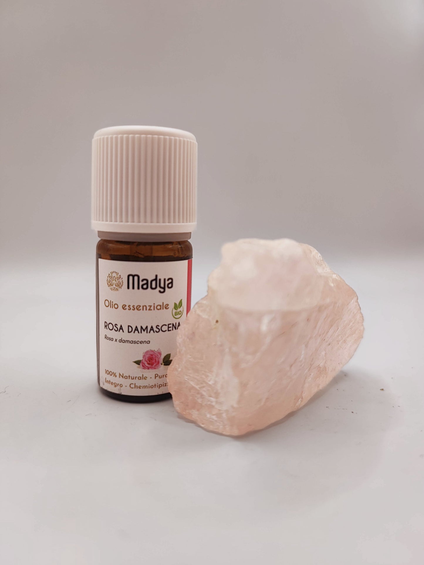 Olio essenziale di Rosa Damascena con Quarzo Rosa
